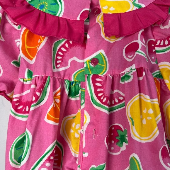 Vintage Fruit Pattern Smock Collar Dress Summer Girls 3X - Picture 5 of 8